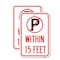 Signmission No Parking Symbol Within 15 Feet, 12'' X 18'' 2 Signs, Heavy Gauge Aluminum, 2PK A-1218-2PACK-22691 - alternate 1