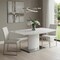 Homeroots 63" White Metal Self-Storing Leaf Pedestal Base Dining Table 555173 - alternate 2