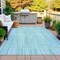 Homeroots 8' X 10' Turquoise And Pale Aqua Striped Washable Indoor Outdoor Area Rug 631572 - alternate 3