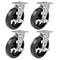 Hyw Products Heavy Duty Caster Set 8in Rubber on Cast Iron Wheels, 4 Swivel with Brake, 4PK 40-80S-A1-RC-TB-4 - alternate 1