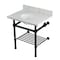 Kingston Brass 30-Inch Carrara Marble Console Sink with Brass Legs and Shelf, 8-Inch, 3-Hole KVPB3030MBB0 - alternate 1