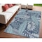 Homeroots 4' X 6' Navy Blue Sky Blue And Ivory Palm Leaf Indoor Outdoor Area Rug 552516 - alternate 3