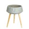 Homeroots Gray Cement And Wood 81 Ounce Round Distressed Pot Planter With Stand 517964 - alternate 2
