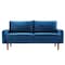 Homeroots Blue Contemporary Velvet Sofa with Side Pockets 473443 - alternate 4