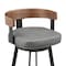 Armen Living Idris 30in Swivel Bar Stool in Black Iron with Walnut Finish and Vintage Gray Faux Leather LCIDBAGRYWA30 - alternate 3