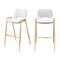 Homeroots Set of Two 30" White And Gold Faux Leather And Steel Low Back Bar Height Bar Chairs 555664 - alternate 3