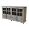 Homeroots 83in White Wash Gray Solid Wood Four Door Side Board with Glass Inserts 489024 - alternate 1