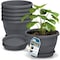 Lifemaster 10-Inch Whiskey Barrel Planters, Durable Plastic Pots with Drainage and Saucer, 5PK LMPBP5GRY5 - alternate 1