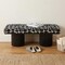 Homeroots 49in White and Black Fabric and Solid Wood Upholstered Bench 668858 - alternate 3