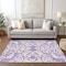 Homeroots 10' X 14' Purple And Ivory Damask Washable Indoor Outdoor Area Rug 614454 - alternate 3