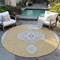 Homeroots 8' Gold Gray And Ivory Round Oriental Washable Indoor Outdoor Area Rug 598408 - alternate 3