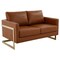 Leisuremod Lincoln Upholstered Leather Loveseat with Gold Frame, Cognac Tan LA55BR-L - alternate 1