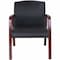 Lorell Guest Chair, Black Back, 24 in W 25.6" L 33.3" H, Fixed, Leather Seat LLR40202 - alternate 1