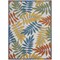 Homeroots 10' X 14' Ivory Blue Orange And Green Palm Leaf Indoor Outdoor Area Rug 545040 - alternate 1