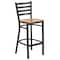Flash Furniture Restaurant Stool, Ladder Back, Nat Seat, Seat Height Range: 29" XU-DG697BLAD-BAR-NATW-GG - alternate 1