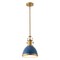 Jonathan Y Homer 10" 1-Light Modern Industrial Metal LED Dome Pendant, Navy/Brass Gold JYL9535G - alternate 1
