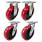 Hyw Products Heavy Duty Caster Set 8in Polyurethane on Plastic Wheels, 2 Rigid & 2 Swivel, 4PK 40-80R-A1-PU-2,40-80S-A1-PU-2 - alternate 1