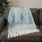 Homeroots 55" X 70" Sky Blue White Herringbone Cotton Blend A Initial Throw Blanket with Tassels Embroidery 680586 - alternate 2