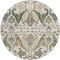 Homeroots 8' Ivory Green And Brown Round Floral Washable Indoor Outdoor Area Rug 605285 - alternate 2