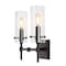 Jonathan Y Cato 13.5" 2-Light Bohemian Farmhouse Iron/Glass LED Vanity, Oil Rubbed Bronze/Clear JYL7806A - alternate 1