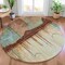 Homeroots 8' Rust And Beige Round Abstract Washable Indoor Outdoor Area Rug 630479 - alternate 2