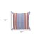 Homeroots 16" Blue and Red Striped Cotton Throw Pillow 529178 - alternate 2