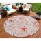 Homeroots 8' Salmon And Coral Round Floral Washable Indoor Outdoor Area Rug 611170 - alternate 1