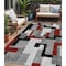 Homeroots 5' X 8' Gray Ivory And Red Geometric Washable Indoor Outdoor Area Rug 613212 - alternate 1