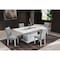 Homeroots 79" White Faux Crystals Glass and Wood Pedestal Base Dining Table 564902 - alternate 2