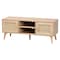 Baxton Studio Sebille Mid-Century Modern Light Brown Finished Wood 2-Door TV Stand with Natural Rattan 207-12462 - alternate 1