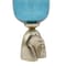 Homeroots 21" Blue White And Gold Ombre Glass And Aluminum Pedestal Table Vase 565457 - alternate 2