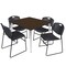 Regency Square Kahlo Breakroom Table W/ 4 Zeng Stack Chairs, 48 in W, 48 in L, Neo Walnut TPL4848NWCM44BK - alternate 1