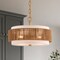 Vaxcel Abbotsford 2-Light Drum Pendant Light, Bright Gold, White Linen & Rattan Shade, 16-In. P0475 - alternate 2