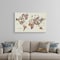 Homeroots 48" x 32" Fun Floral Map of the World Canvas Wall Art 399065 - alternate 2