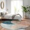 Homeroots 8' Rust Beige And Teal Blue Round Geometric Washable Indoor Outdoor Area Rug 604937 - alternate 2