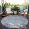 Homeroots 8' Taupe Blue And Green Round Abstract Washable Indoor Outdoor Area Rug 604272 - alternate 4