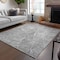 Homeroots 8' X 10' Pewter Charcoal And Ivory Geometric Washable Indoor Outdoor Area Rug 577574 - alternate 3
