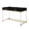 Homeroots 48" Black Clear and Gold Wood Acrylic and Stainless Steel Writing Desk With Two Drawers 543747 - alternate 2