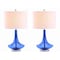 Jonathan Y Cecile 25.5" Glass Teardrop LED Table Lamp, Cobalt/Chrome, 2PK JYL1081D-SET2 - alternate 1