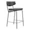 Homeroots Set of Two 30" Black Faux Leather and Steel Low Back Bar Height Bar Chairs, 2PK 555700 - alternate 2