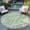 Homeroots 8' Round Green and White Round Abstract Washable Non Skid Indoor Outdoor Area Rug 559627 - alternate 2