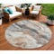 Homeroots 8' Silver And Copper Round Abstract Washable Indoor Outdoor Area Rug 618432 - alternate 1