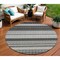 Homeroots 8' Black Round Striped Washable Indoor Outdoor Area Rug 576952 - alternate 1