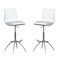 Homeroots Set of Two White and Silver Faux Leather and Metal Low Back Adjustable Height Bar Chairs, 2PK 555030 - alternate 1