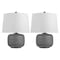 Jonathan Y Qualm 20" Coastal Farmhouse Textured Resin/Metal Rounded Barrel LED Table Lamp, Gray, 2PK JYL9208B-SET2 - alternate 2