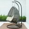 Leisuremod Charcoal Wicker Hanging 2 person Egg Swing Chair with Taupe Cushions ESCCH-57TP - alternate 6