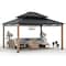 Sunjoy 13 ft. x 15 ft. 2-tier Large Modern Gazebo with Metal Wood Look Posts A102012600 - alternate 2