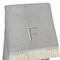 Homeroots 55" X 70" Gray White Herringbone Cotton Blend F Initial Throw Blanket with Tassels Embroidery 655529 - alternate 1