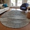 Homeroots 8' Brown Taupe And Chocolate Round Striped Washable Indoor Outdoor Area Rug 577988 - alternate 2