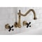 Kingston Brass Two-Handle Wall Mount Kitchen Faucet, Antique Brass KS1283PKX - alternate 2